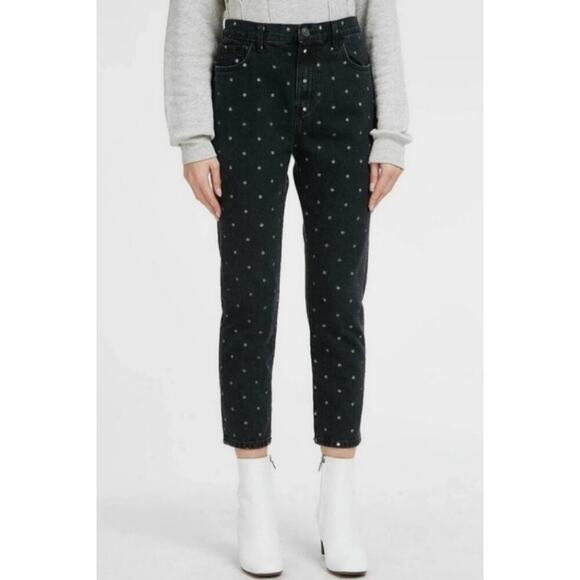 Current/Elliott The Vintage Cropped Slim Black Polka Dot Jeans Size 31 - Picture 1 of 13